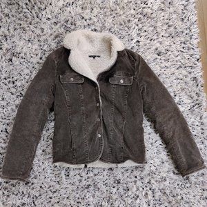 RARE NWOT Theory Women's Grey Deway Corduroy Sherpa-lined Jacket